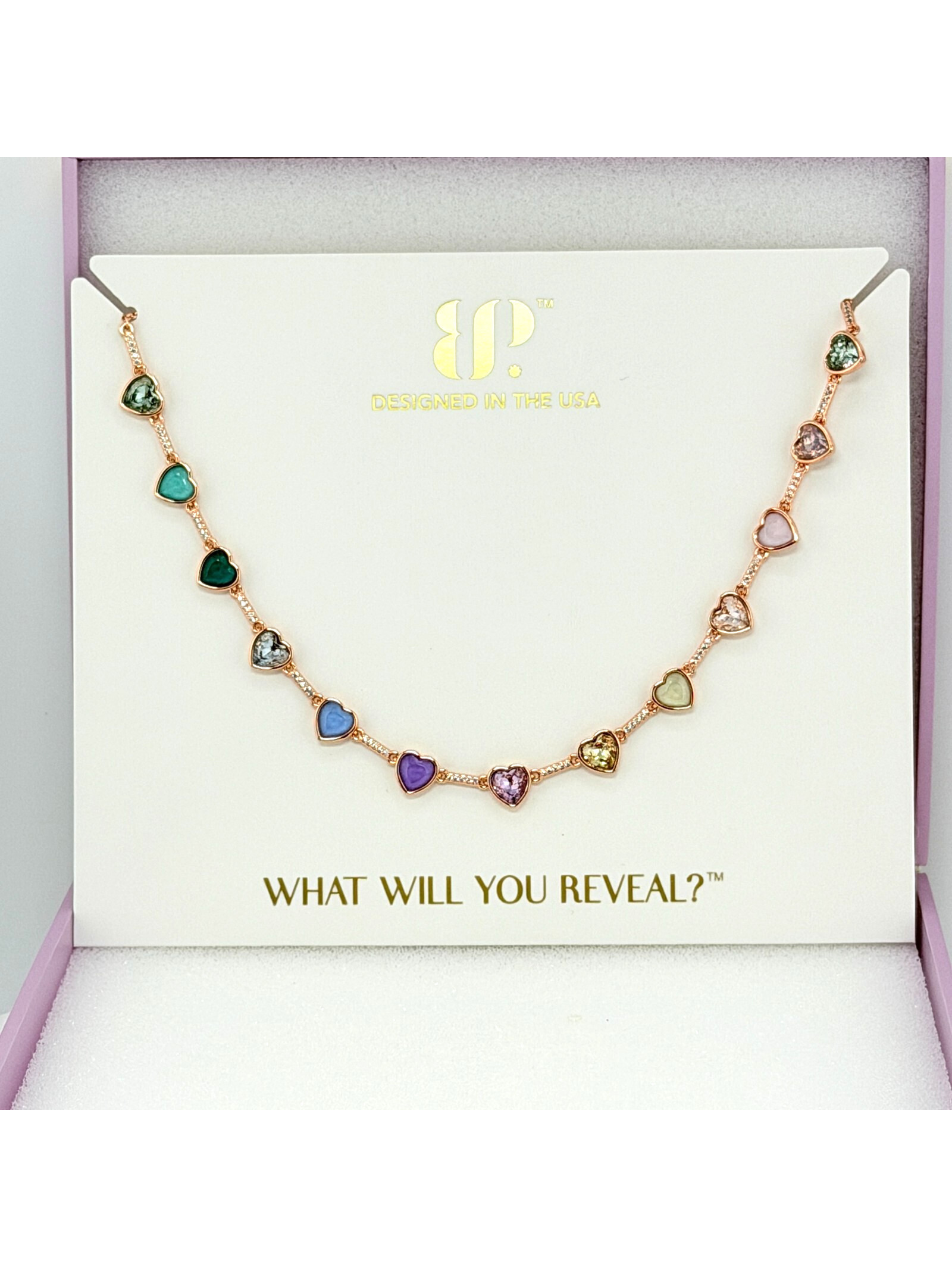 Bomb Party Jewel Candy "Destination Dreams" Santorini Bloom On Rose Gold Hearts